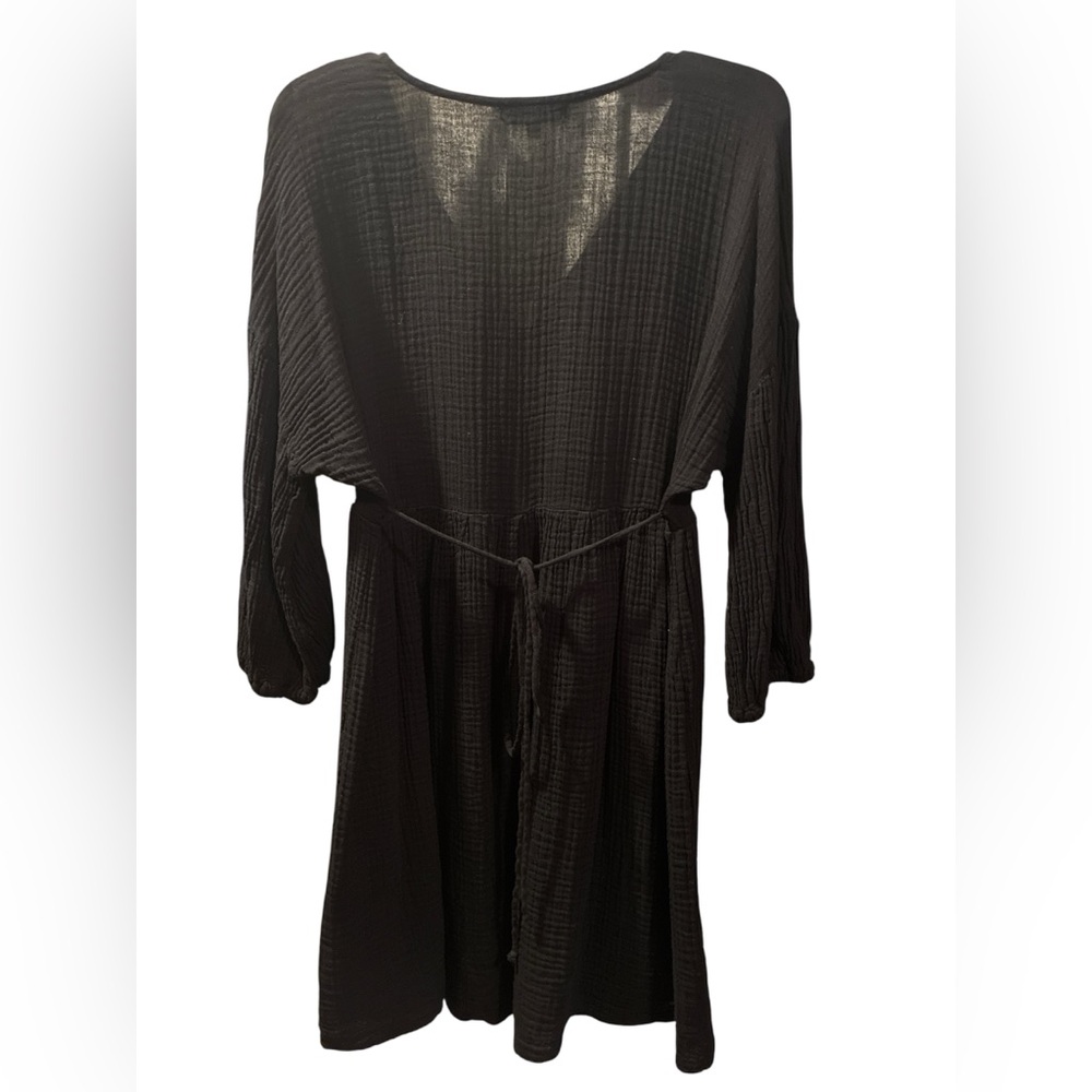 Michael Stars Hailey Black Cotton Gauze Mini Dress. Size Medium. - Picture 3 of 12